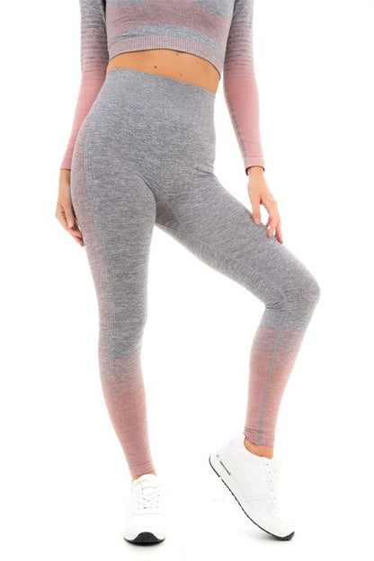 GRADIENT STRIPE SEAMLESS LEGGINGS GREY - M