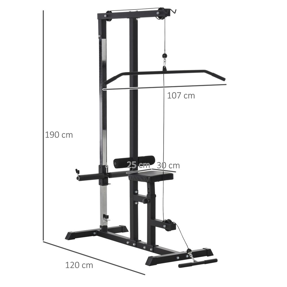 Exercise Pulldown Machine Power Tower with Adjustable Seat Cables HOMCOM