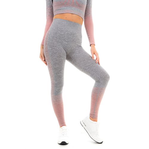 GRADIENT STRIPE SEAMLESS LEGGINGS GREY - XL