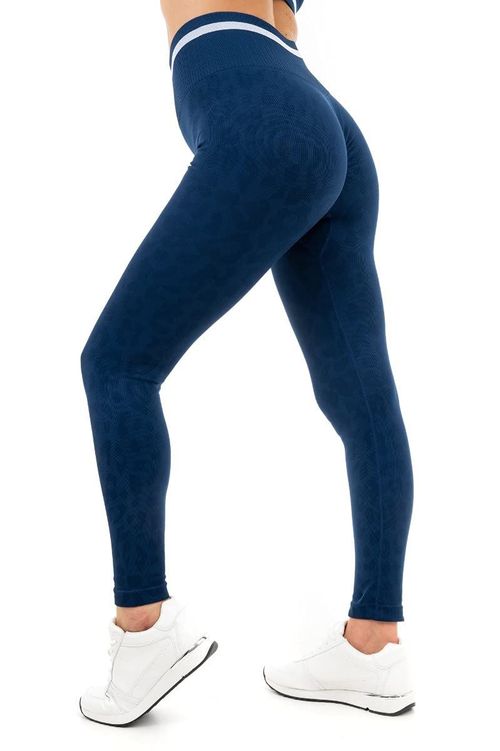 LEOPARD PRINT SEAMLESS LEGGINGS NAVY M