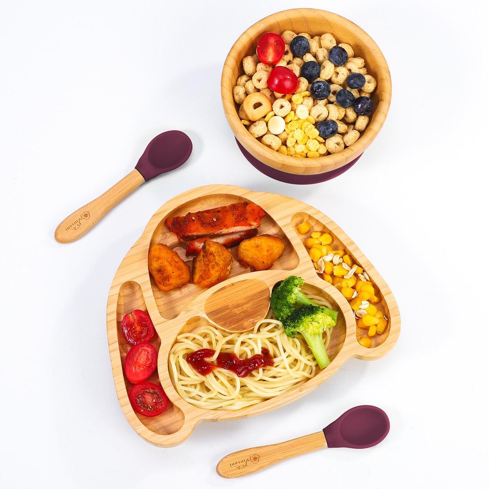 VINSANI BAMBOO DOG PLATE,BOWL & SPOON SET