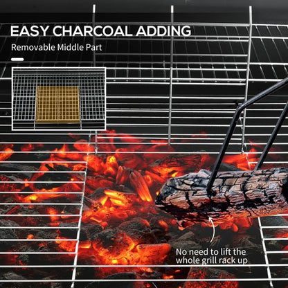 Outsunny Barrel Charcoal Barbecue BBQ Grill Trolley W/ Ash Catcher Thermometer