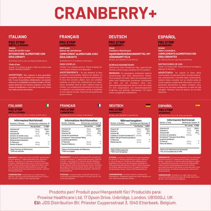 PROSTRIP®️ CRANBERRY+ Urophenol™ Providing 36 mg Proanthocyanidins (PACs) 30 Oral Vegan Strips – No water Needed