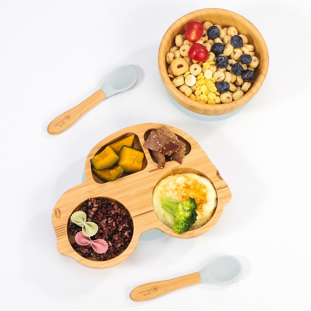 VINSANI BAMBOO CAR PLATE,BOWL & SPOON