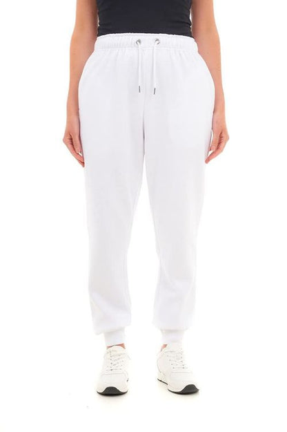 BASIC WOMENS CUFFED HEM JOGGER WHITE XS