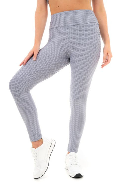 SOLID HONEYCOMB SEAMLESS LEGGINGS SILVER XL