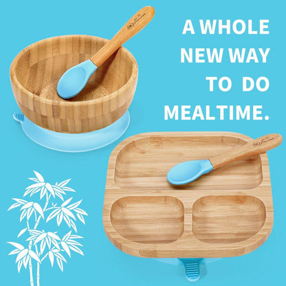 VINSANI BAMBOO BOWL, SQUARE PLATE & SPOON SET