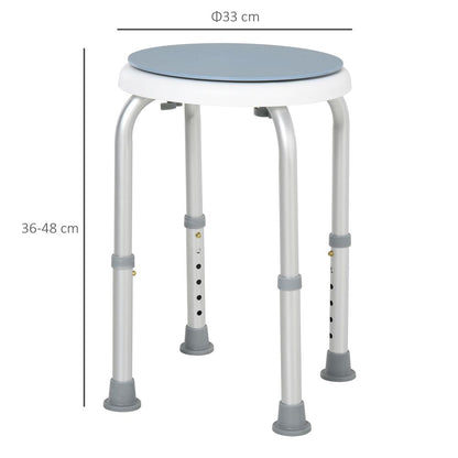 360 Degree Swivel Seat Bath Shower Stool Adjustable Height Aluminium HOMCOM