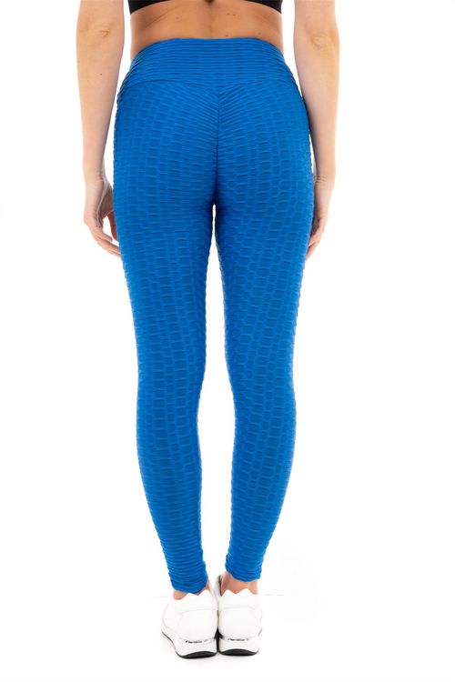 SOLID HONEYCOMB SEAMLESS LEGGINGS XL COBALT BLUE