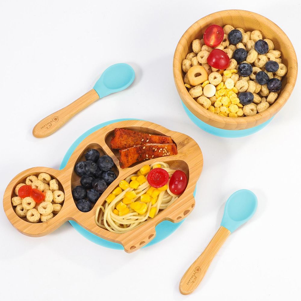 VINSANI BAMBOO TURTLE PLATE,BOWL & SPOON SET