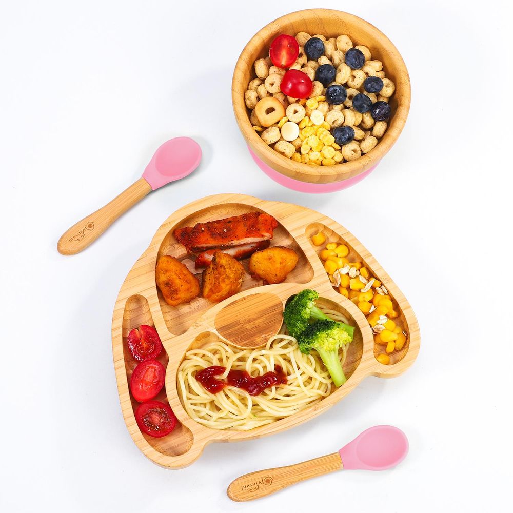 VINSANI BAMBOO DOG PLATE,BOWL & SPOON SET