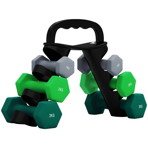 SPORTNOW Dumbbells Set with Carry Storage Rack, 2 x 1kg, 2 x 2kg, 2 x 3kg