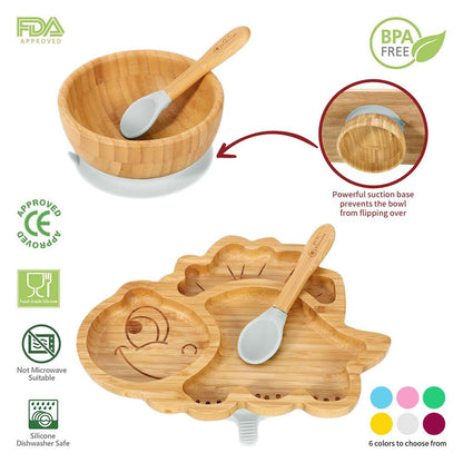 VINSANI BAMBOO DINOSAUR PLATE,BOWL & SPOON SET